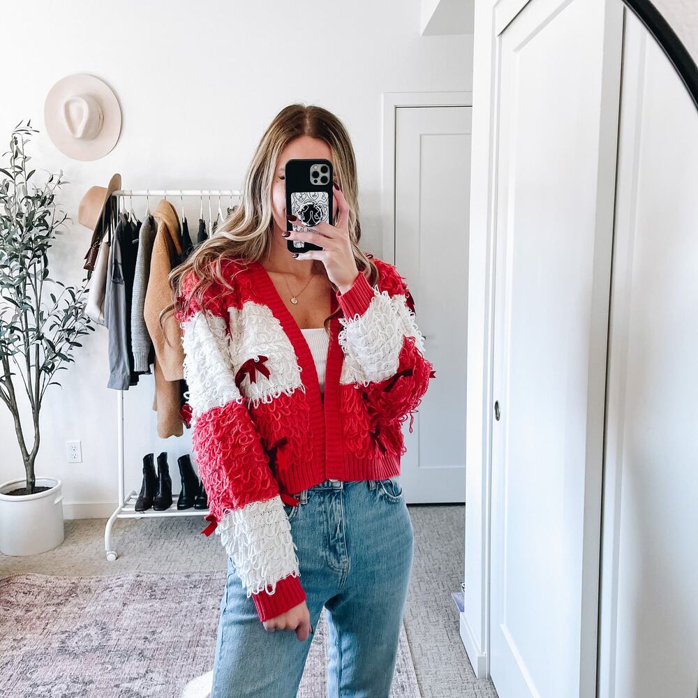 Mighty Fine Bow Open Cardigan‎ Sweater